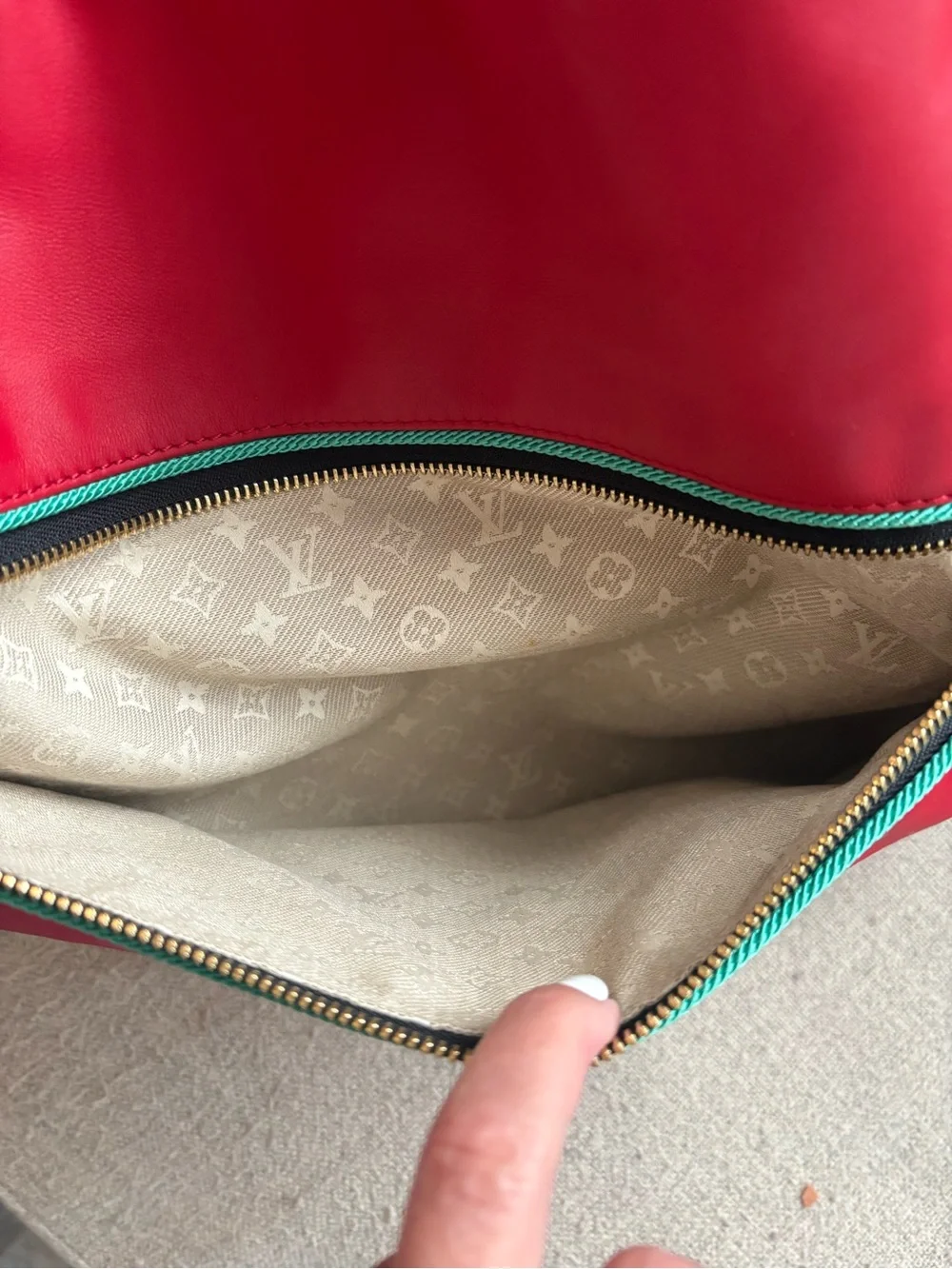 Louis Vuitton Red Leather Hobo with Leopard-Print Sides